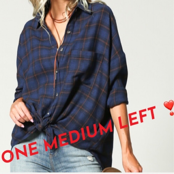 Tops - Tartan plaid flannel oversized button down shirt